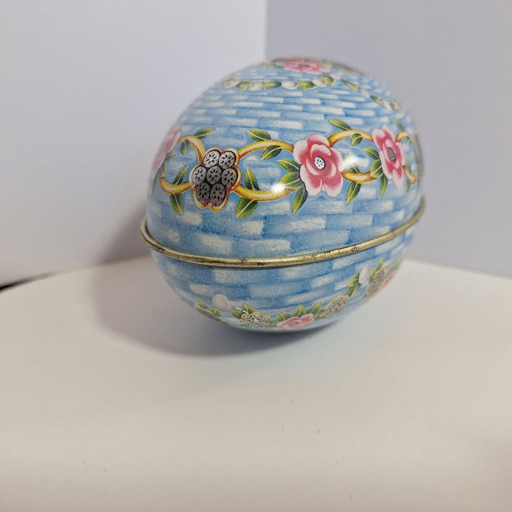 Dove Chocolate Decorative Floral Tin Egg Storage Box 5" Basketweave Litho - Picture 8 of 15